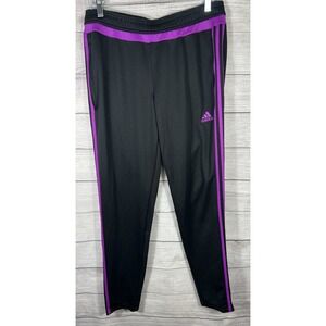 Adidas Climalite Track Pants Women's XL Black Purple Stripe Athletic Joggers